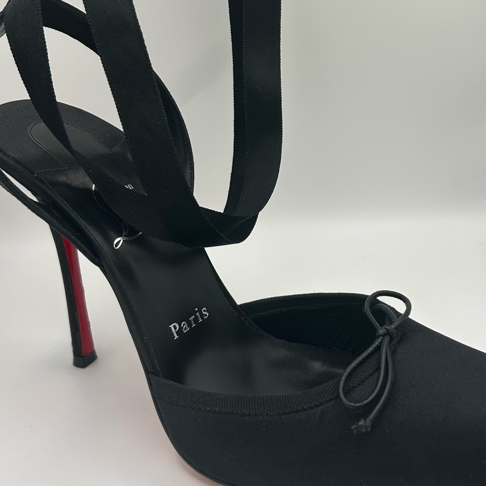 Christian Louboutin Black Ballerina Stilettos w/ Signature Red Soles Size 10 US - Picture 9 of 16
